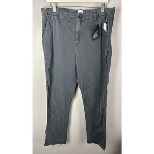 NWT Gap Girlfriend Chino Pant Size 14 Charcoal Gray Tuxedo Stripe Relaxed